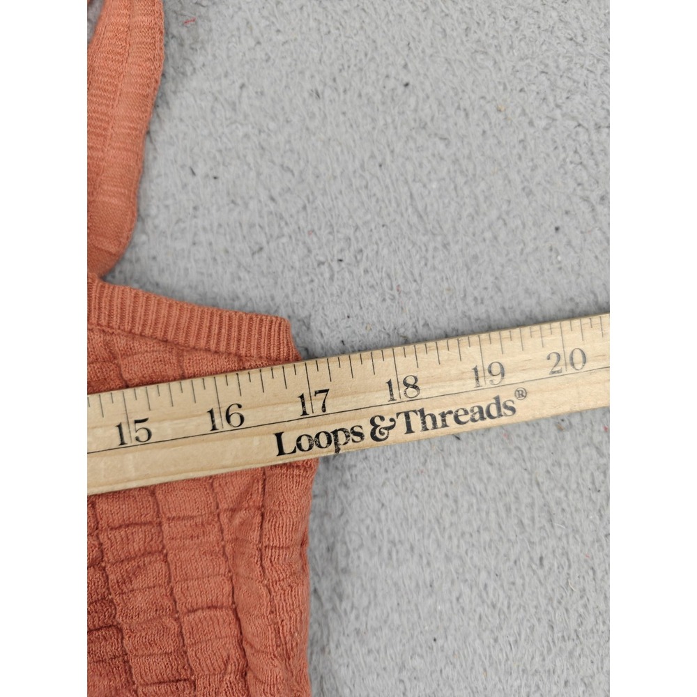 Free People FP‎ Beach Tank Top Womens Medium Orange Button Knit Camisole - Picture 5 of 7